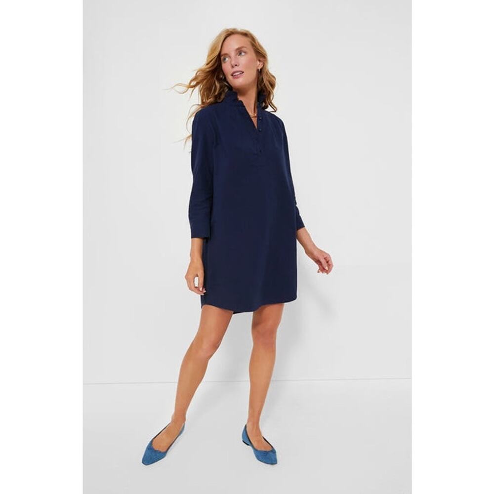 Tuckernuck Polly Mini Dress Navy Cotton Collared Shift XL NWT - Picture 5 of 14